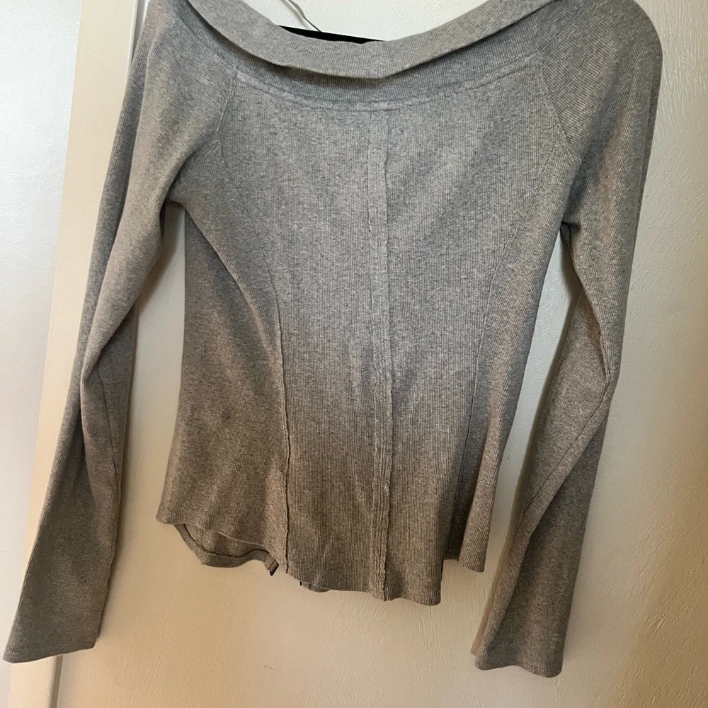We The Free Off-Shoulder Light Gray Sweater